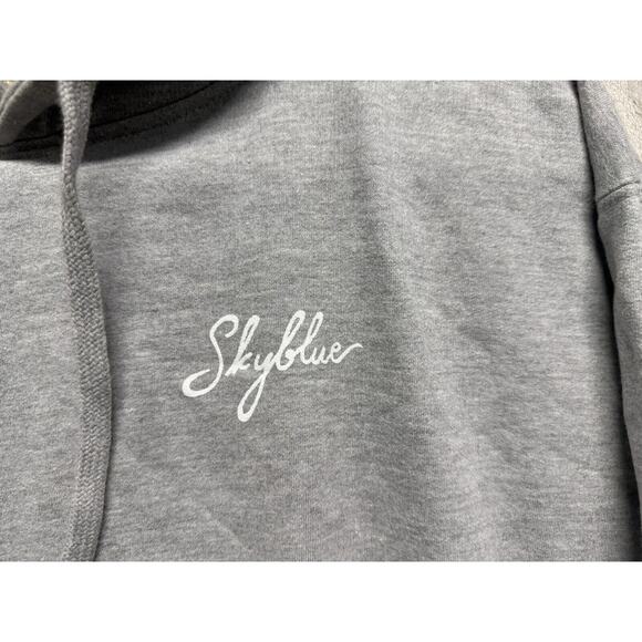 SkyBlue Grey Hoodie Mens Large - Picture 8 of 16